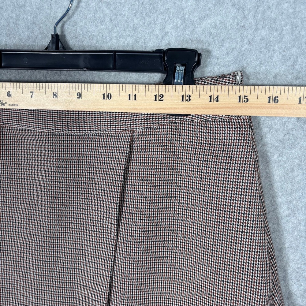A New Day Mini Skirt Size 6 Brown Navy Houndstooth Plaid Faux Wrap Preppy School - Picture 6 of 12